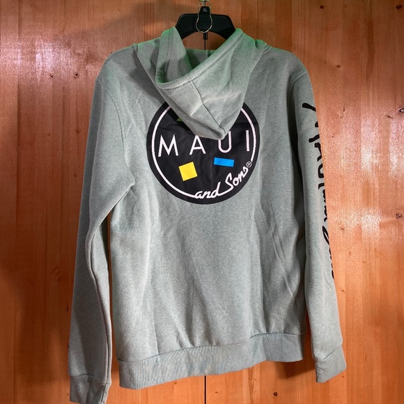 NEW! MAUI & SONS Large L Lrg Cookie Logo Mens Hoodie Sage Green - Picture 4 of 9